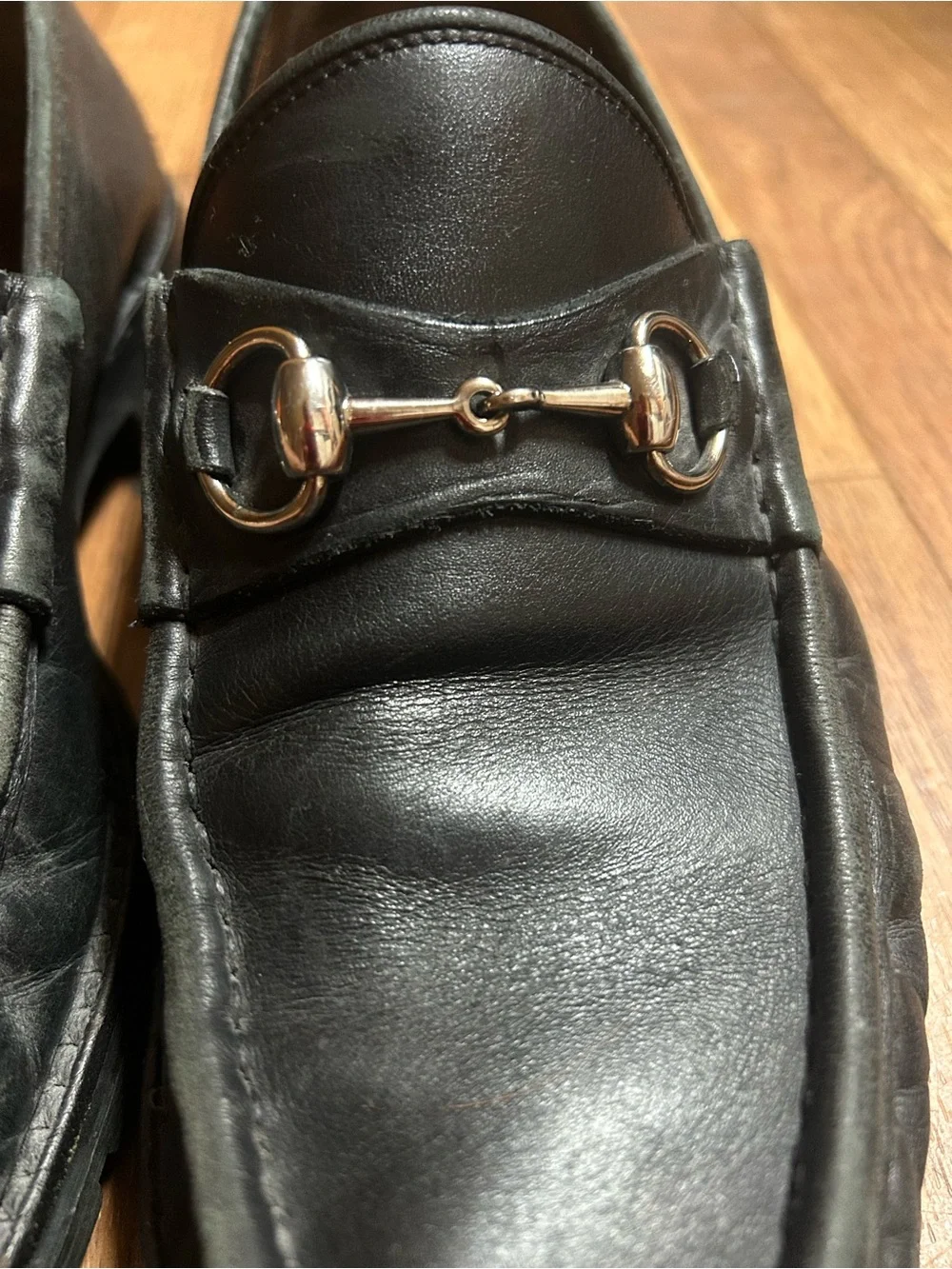 Gucci Black Leather Horsebit Loafers